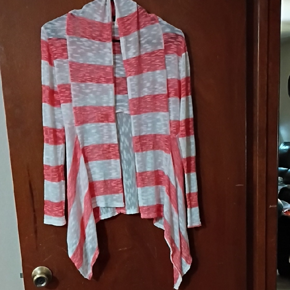 Red and White Striped Cardigan